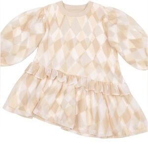 Omami Mini Girls Hi-Low Organza & Terry Dress
